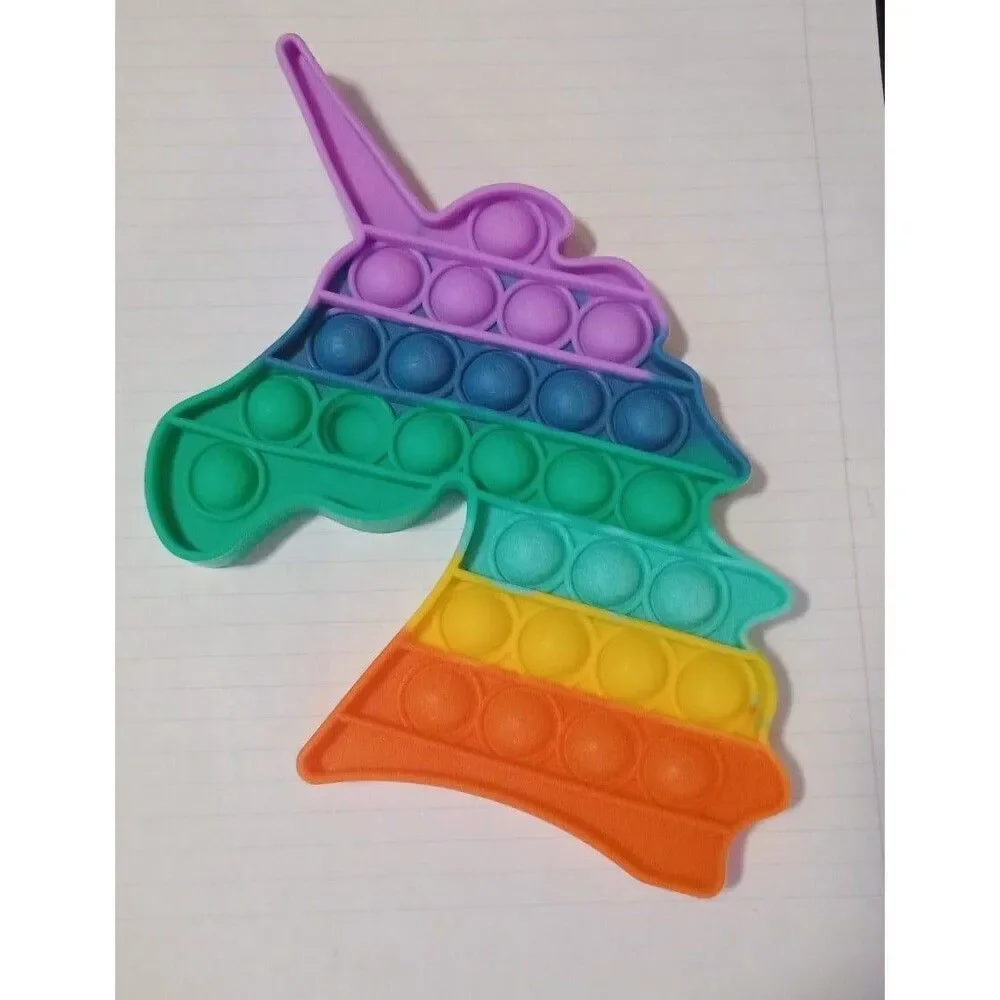 Fidget Toy Deep Rainbow Colors Unicorn Push Pop Bubble Rainbow Silicone Sensory